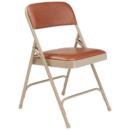 Folding Chair, Vinyl, Brown,PK4