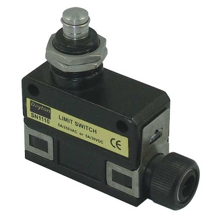 Limit Switch, Plunger, SPDT, 5A @ 240V AC, Actuator Location: Top
