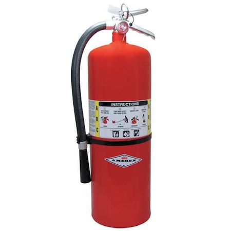 Fire Extinguisher, Class ABC, UL Rating 10A:120B:C, Rechargeable. 20 Lb Capacity, 21 Ft Range