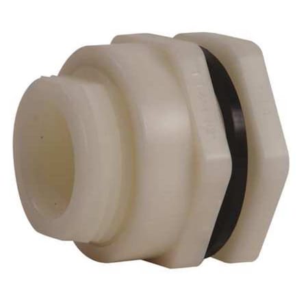 Bulkhead Fitting, 3, PP/EPDM, FPT X FPT