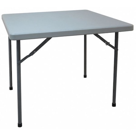 Square Folding Table, 36 W, 36 L, 29 H, Blow Molded Polyethylene Top, Gray