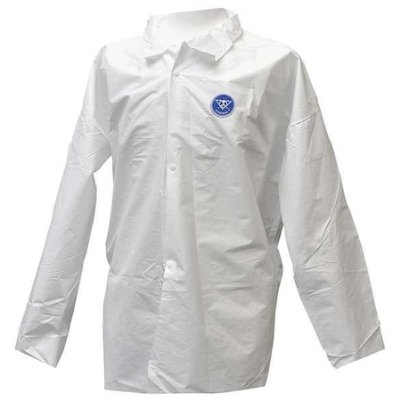 Disposable Long Sleeve Shirt , Xl , White , Snaps