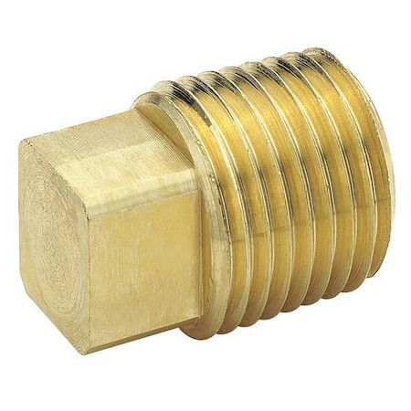 Brass Square Head Plug, MNPT, 1/2 Pipe Size