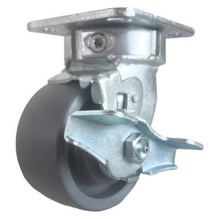 Swivel Plate Caster,w/Brake,SideStrap,4