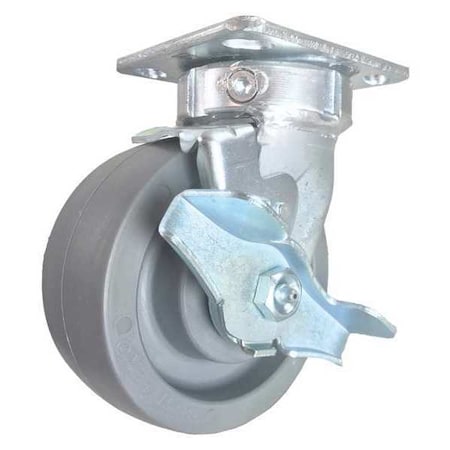 Swivel Plate Caster,w/Brake,SideStrap,5