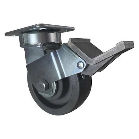 Swivel Plate Caster,w/Brake,Pedal,5