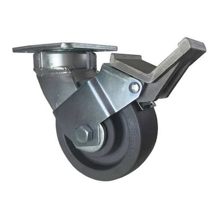 Swivel Plate Caster, W/Brake, Pedal, 5, Replacement Wheel: Mfr. No. CDP-G-83