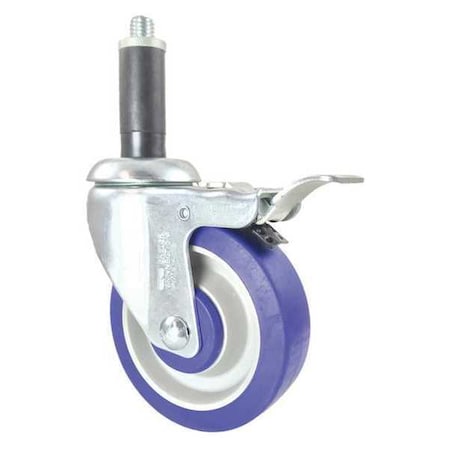 Swivel Stem Caster, Total Lock, Rubber, 4, Caster Wheel Bearings: Ball