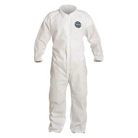 Collared Disposable Coverall, 25 PK, White, SMS, Zipper