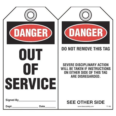 Out Of Service Safety Tag,PK10