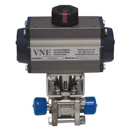 3/4 Compr Stainless Steel Pneumatic Ball Valve Inline