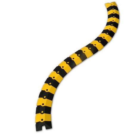 Cable Protector, 1 Channel, Black/Yellow, 3/8 In Max Cable Dia, 3 In Wd, 3/4 In Ht, 39 1/2 In Lg