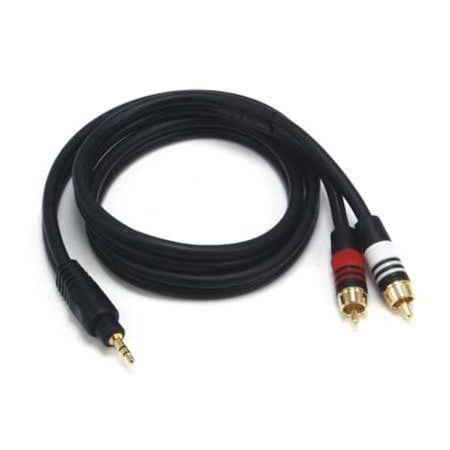 A/V Cable, 3.5mm(M)/2 RCA(M),3ft