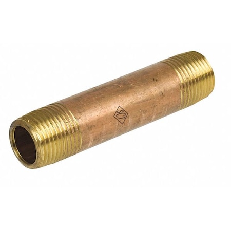 1-1/4 MNPT X 15 TBE Brass Pipe Nipple Sch 40
