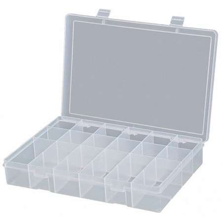 Compartment Box With 18 Compartments, Plastic, 2 5/16 In H X 13-1/8 In W