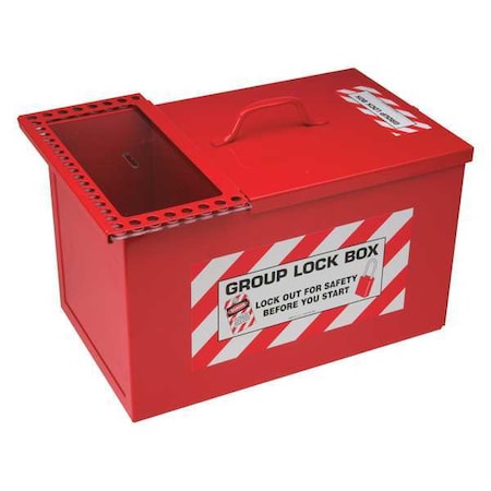 Group Lockout Box,34 Locks Max,Red