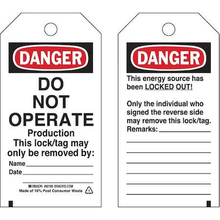 Danger Tag,5-3/4 X 3 In,OSHA,3/8 In,PK25