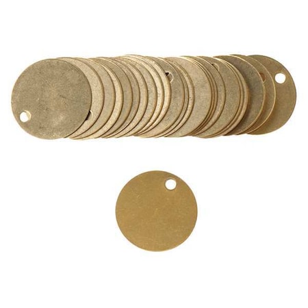 Blank Tags, Brass, 1 1/2 In Diameter, .04 In Thick, Indoor/Outdoor, Pack Of 25