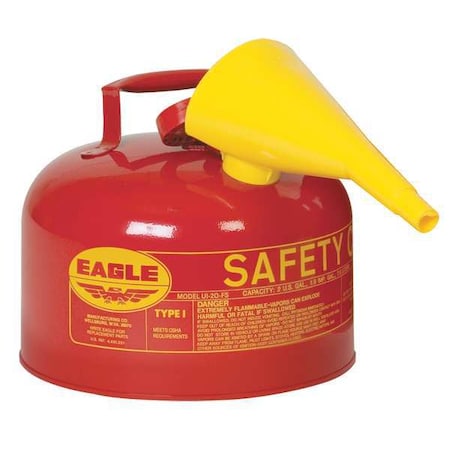 2-1/2 Gal. Red Galvanized Steel Type I Safety Can For Flammables