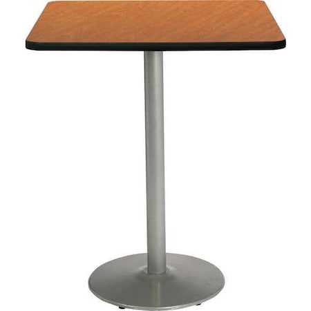 Square Bistro Table, 30 W, 42 (Bar Height) H, Laminate Top, Medium Oak