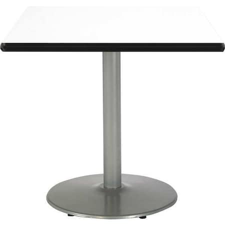 Square Pedestal Table, 42 W, 29 (Cafe Height) H, Laminate Top, Crisp Linen