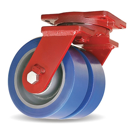 Extra Heavy Duty Dual-Wheel Swivel Caster, 12 X 3 Ergo-Glide XT 1 Thick Polyurethane (82A) Wheels