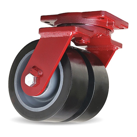 Extra Heavy Duty Dual-Wheel Swivel Caster, 10 X 3 DuraGlide Wheel 1 Thick Polyurethane Wheels