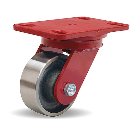 Heavy Service Swivel Caster, 4 X 2 Forged Steel Wheel, 3/4 Straight Roller Bearing, Foot Brake