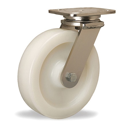 Stainless Steel Workhorse Swivel Caster,8 X 2 White Nylon Wheel,1/2 Sealed Precision Ball Bearing