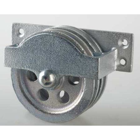 Double Pulley Block, Wire Rope, 1/4 In Max Cable Size, Electro-Galvanized