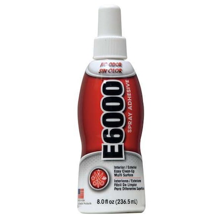 Spray Adhesive, E6000 Series, Translucent White, 8 Oz, Bottle