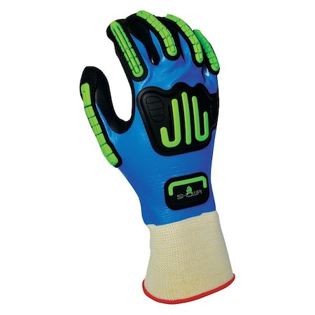 Nitrile Impact Coated Gloves, Full Coverage, Black/Blue, XL, PR