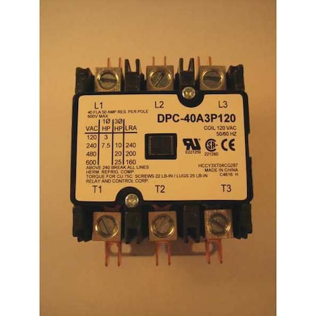 120VAC Definite Purpose Contactor 3P 40A