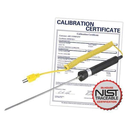 Needle Tip Thermocouple Probe, Type K, -58 To 1112°F (-50 To 600°C) With NIST Calibration Certificate