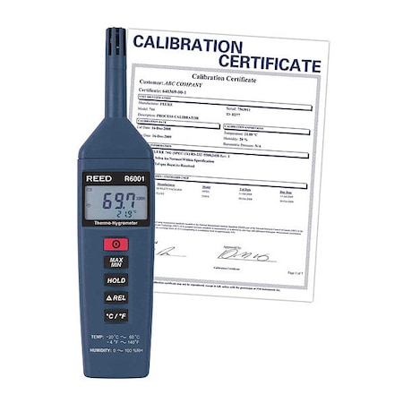 Thermo-Hygrometer, -4 To 140°F (-20 To 60°C), 0-100%RH With NIST Calibration Certificate