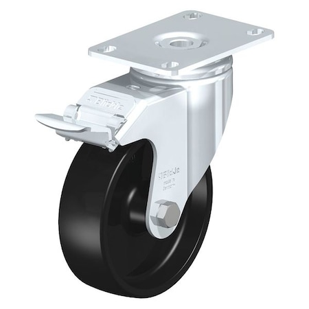 Swivel Plate Caster,Blk Nylon,4,Brake