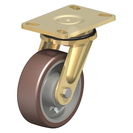 Swivel Plate Caster, PU, 6, 1650 Lb., Caster Wheel/Tread Material: Cast Iron/Polyurethane
