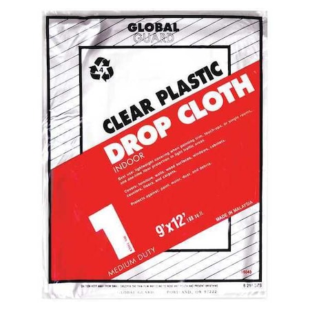 Drop Cloth,Clear,Plastic,9x12 Ft.,PK24