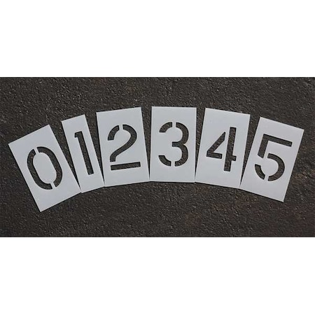 Pavement Stencil,10 In,Number Kit,1/8