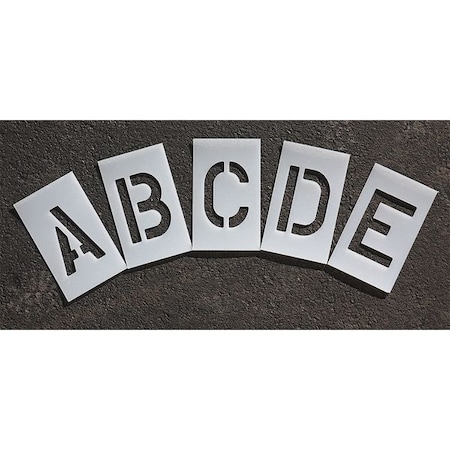 Pavement Stencil,4 In,Alphabet Kit,1/16