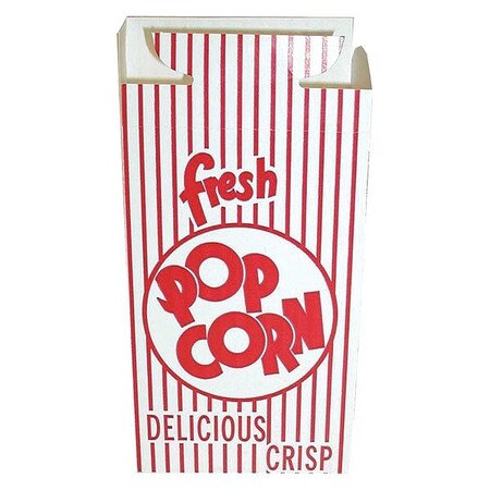 Popcorn Box,Hook/Eye Close Top,Red,PK500