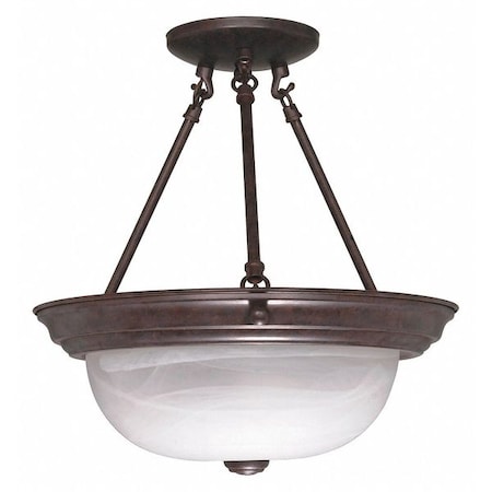 2-Light 60W Incandescent Semi Flush Fixture, Old Bronze Finish