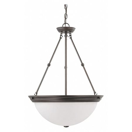 3 Light 20 In. Pendant Frosted White Glass Bronze