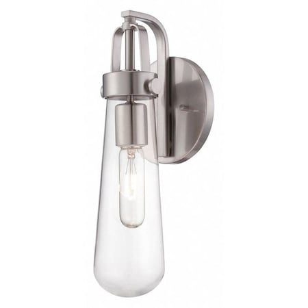 Beaker 1 Light Wall Sconce Clear Glass Brushed Nickel