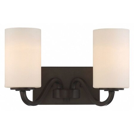 Willow 2 Light Vanity Fixture White Glass Forest Bronze