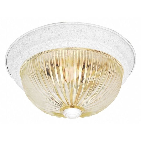 2 Light 13 In. Flush Mount Clear Ribbed Glass Textured White