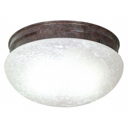 2 Light 12 In. Flush Mount Large Alabaster Mushroom Old Bron