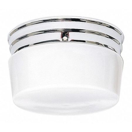 2 Light 8 In. Flush Mount Medium White Drum Polished Chrome