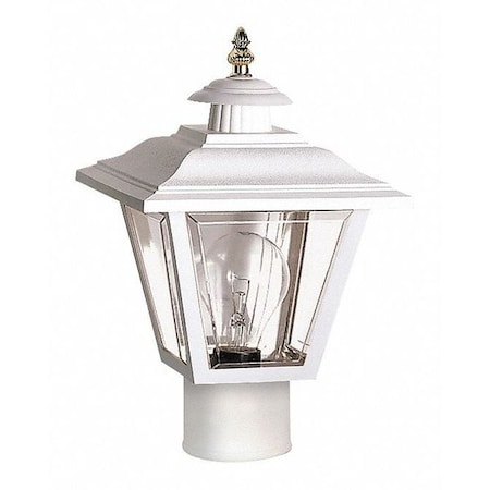 1-Light - 13ft.ft. Coach Post Top Lantern With Finial Beveled Acrylic Panels White Finish