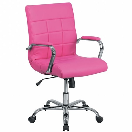 Contemporary Chair, 18-1/2 To 22-1/4 Height, Fixed Arms, Pink